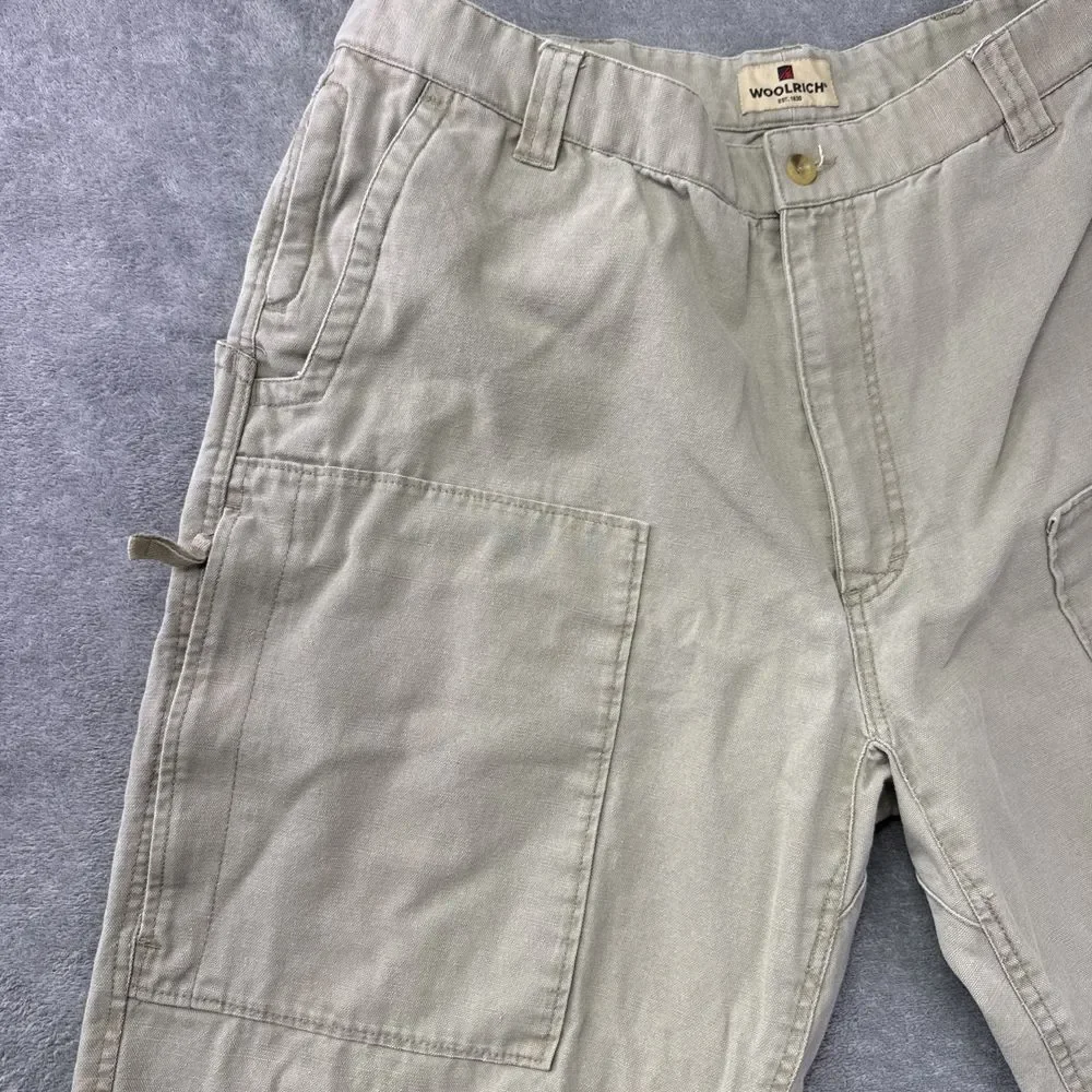 Woolrich Men's Khaki‎ 1537 Size 38 Inseam 32 Side Pockets With Zipper